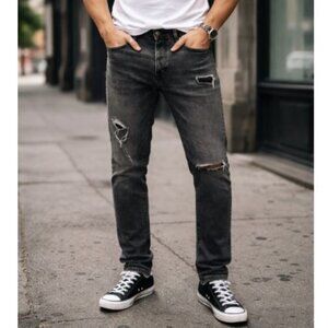 ALLSAINTS Rex Jeans Faded Black Distressed Size 32